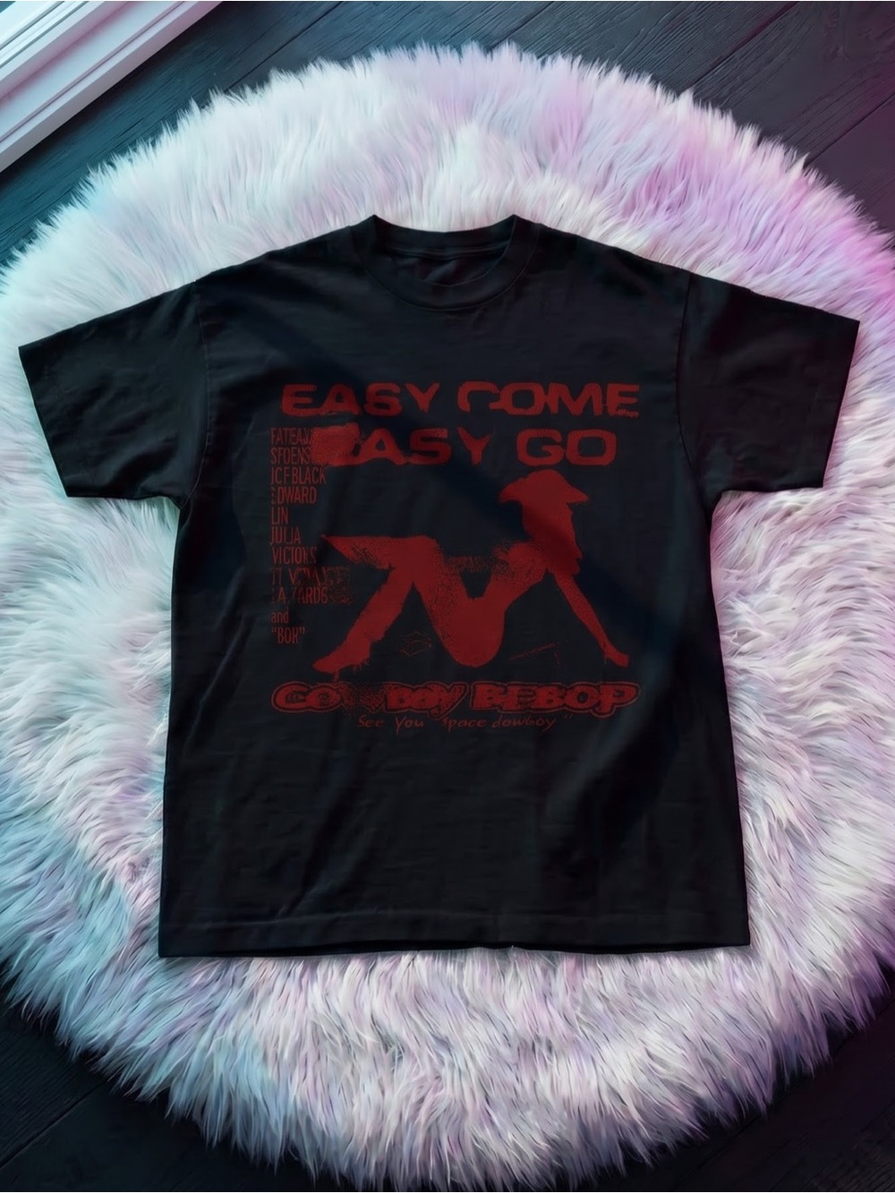 Gildan Black Tee with Red Cowboy Bebop Graphic